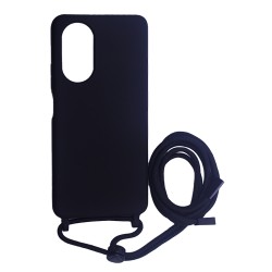 Silicone Case with String for Oppo A58 4g Black Silicone Case with String for Oppo A58 4g Black